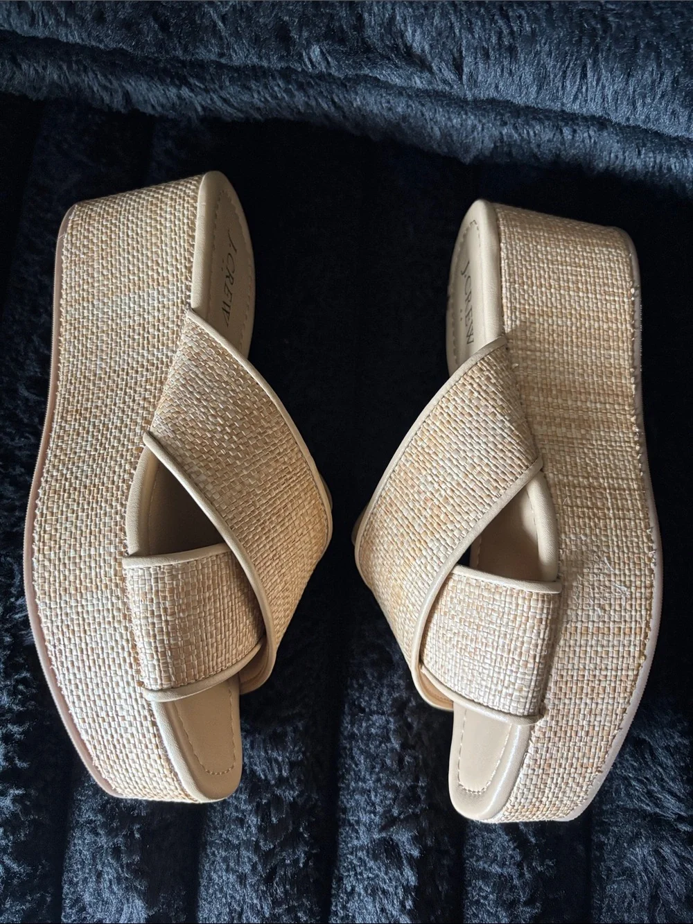 J. Crew Neutral Woven Crisscross Slide Mules